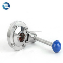 3A DIN,SMS Food Grade Stainless Steel Sanitary Welded,Clamped,Thread Butterfly Valve with Pull Rod Handle